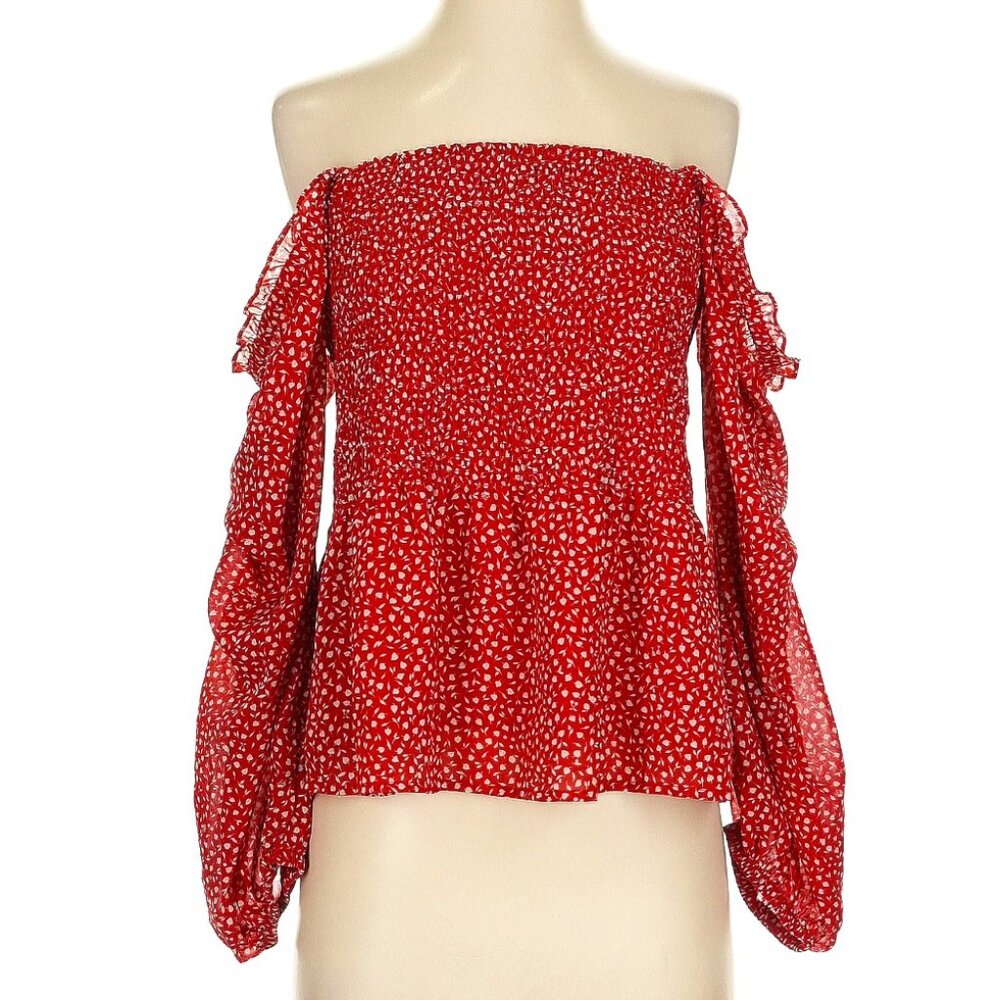 Madewell womens offshoulder blouse tops red size 2